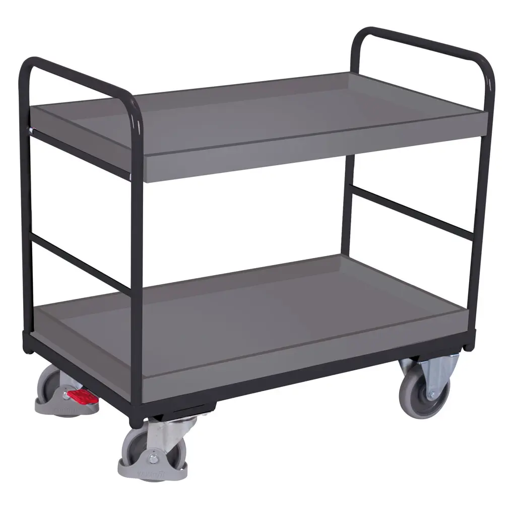 Produktabbildung: VARIOfit® Tischwagen, 2 Tabletts, HxBxT 990 mm x 910 mm x 500 mm, anthrazitgrau