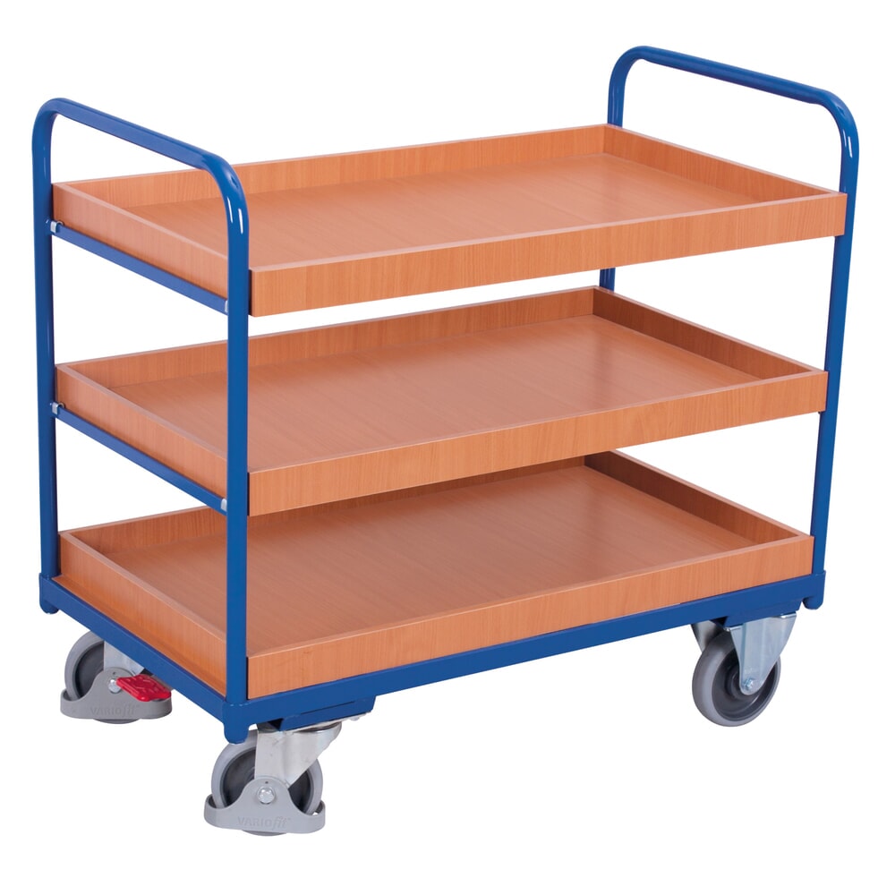 Produktabbildung Nr. 1: VARIOfit® Tischwagen, 3 Tabletts, HxBxT 990 mm x 910 mm x 500 mm, enzianblau