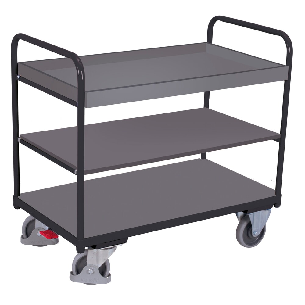 Produktabbildung Nr. 1: VARIOfit® Tischwagen, 2 Böden, 1 Tablett, HxBxT 990 mm x 910 mm x 500 mm, anthrazitgrau