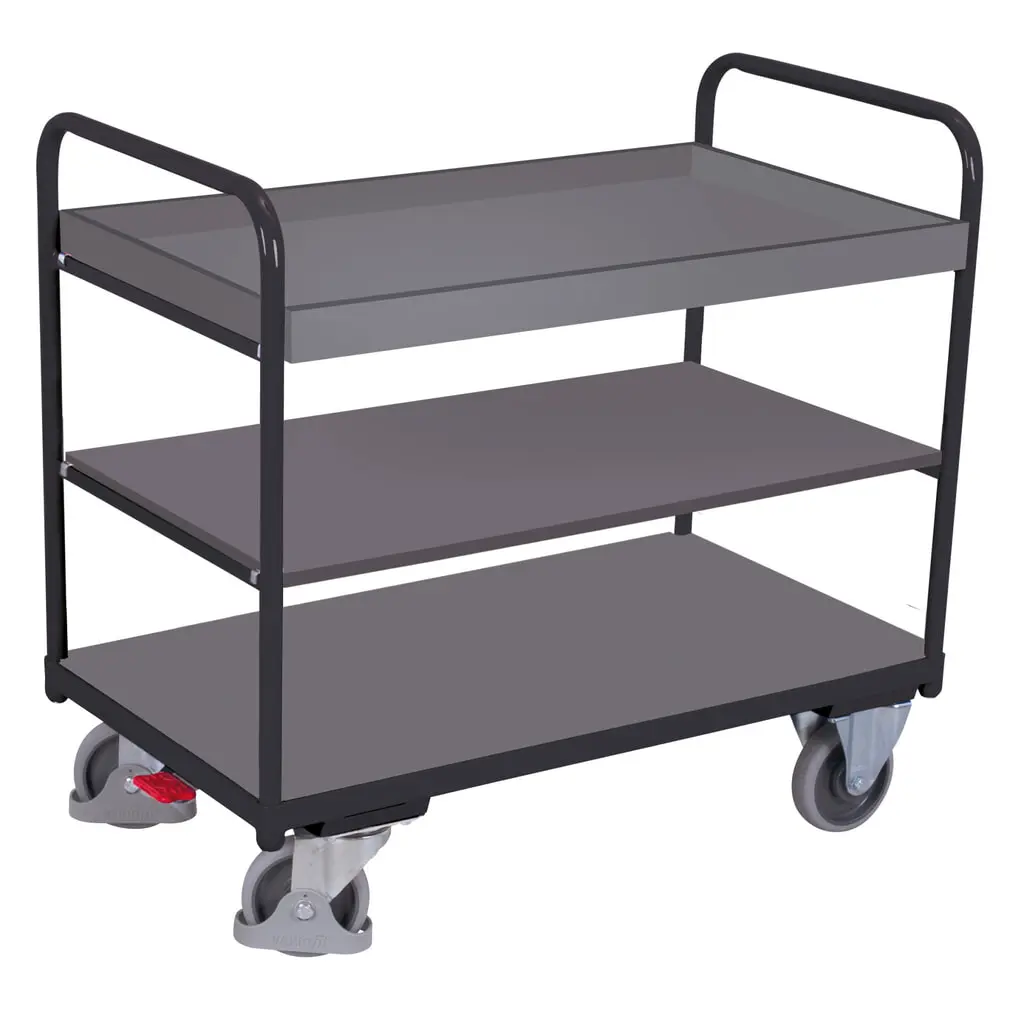 Produktabbildung: VARIOfit® Tischwagen, 2 Böden, 1 Tablett, HxBxT 990 mm x 910 mm x 500 mm, anthrazitgrau