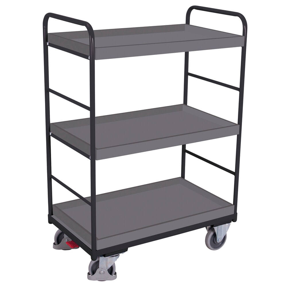 Produktabbildung: VARIOfit® Etagenwagen, variabel einhängbare Tabletts, 3 Etagen, HxBxT 1530 mm x 910 mm x 500 mm, anthrazitgrau