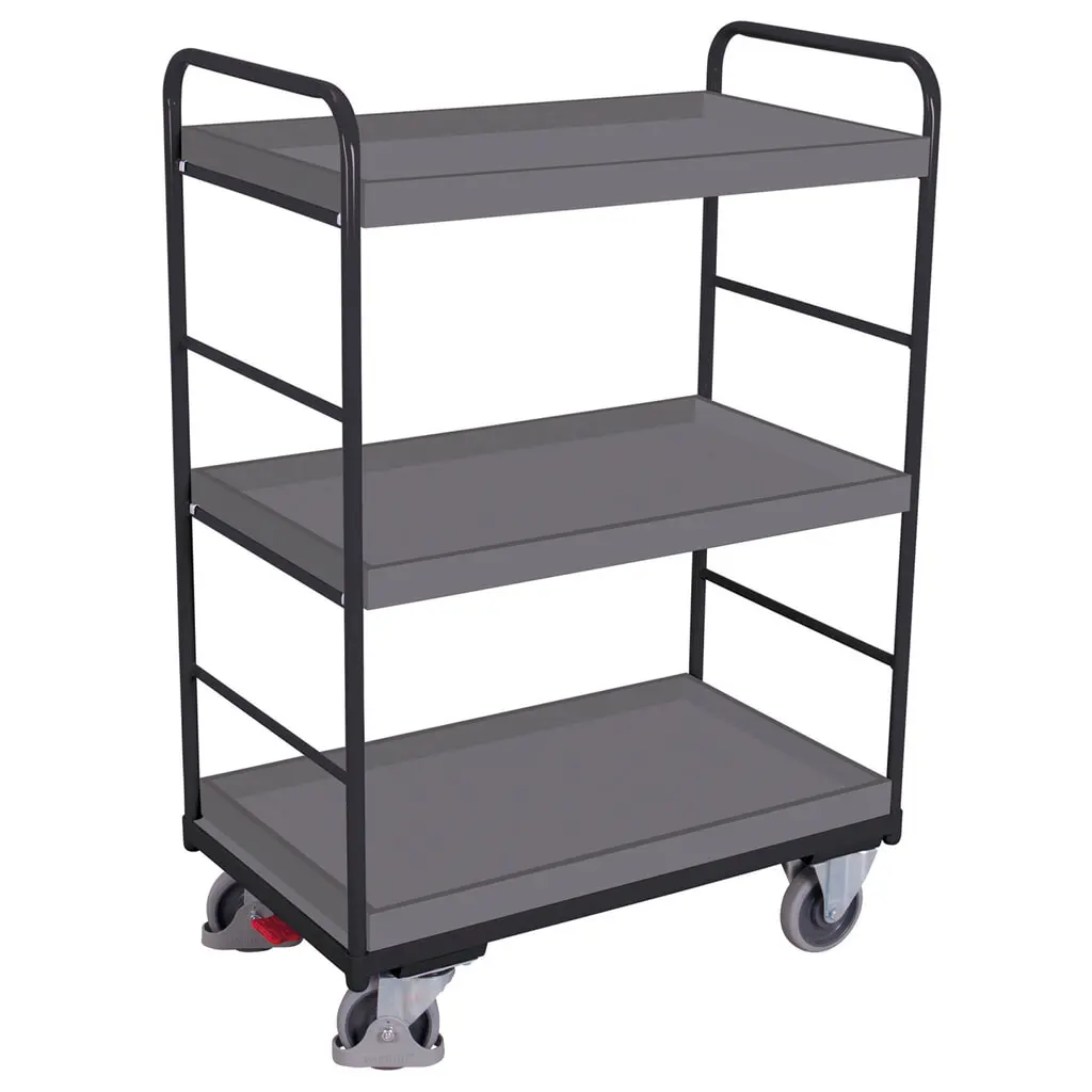 VARIOfit® Etagenwagen, variabel einhängbare Tabletts, 3 Etagen, HxBxT 1530 mm x 910 mm x 500 mm, anthrazitgrau Produktabbildung: VARIOfit® Etagenwagen, variabel einhängbare Tabletts, 3 Etagen, HxBxT 1530 mm x 910 mm x 500 mm, anthrazitgrau