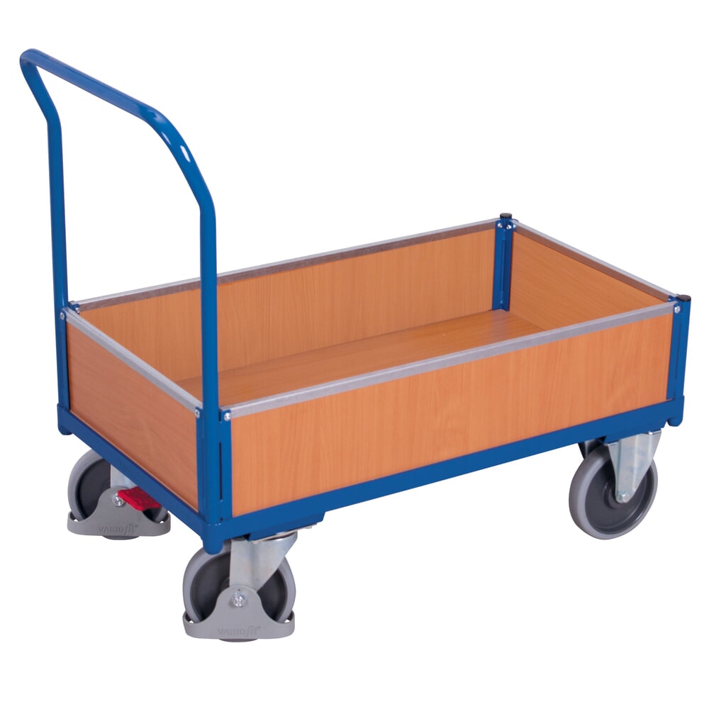 Produktabbildung: VARIOfit® Kasten-Magazinwagen, Holzwerkstoff-Ladefläche, HxBxT 975 mm x 975 mm x 500 mm, enzianblau