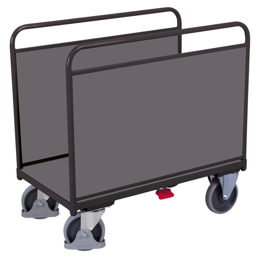 Produktabbildung: VARIOfit® Seitenbügel-Magazinwagen, Holzwerkstoff-Ladefläche, HxBxT 1045 mm x 1060 mm x 600 mm, anthrazitgrau