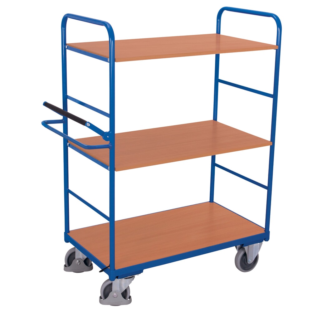 Produktabbildung: VARIOfit® Etagenwagen, Totmannbremse, 2 Etagen, HxBxT 1530 mm x 1195 mm x 600 mm, enzianblau