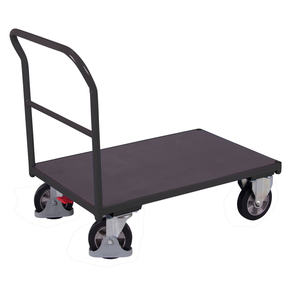 Produktabbildung: VARIOfit® Schiebebügel-Magazinwagen, Siebdruckplatte, HxBxT 1015 mm x 1130 mm x 700 mm, anthrazitgrau
