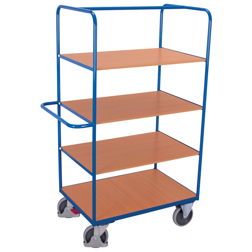 Produktabbildung: VARIOfit® Etagenwagen, hochklappbare Etagenböden, 2 Wände, HxBxT 1890 mm x 1200 mm x 700 mm, enzianblau