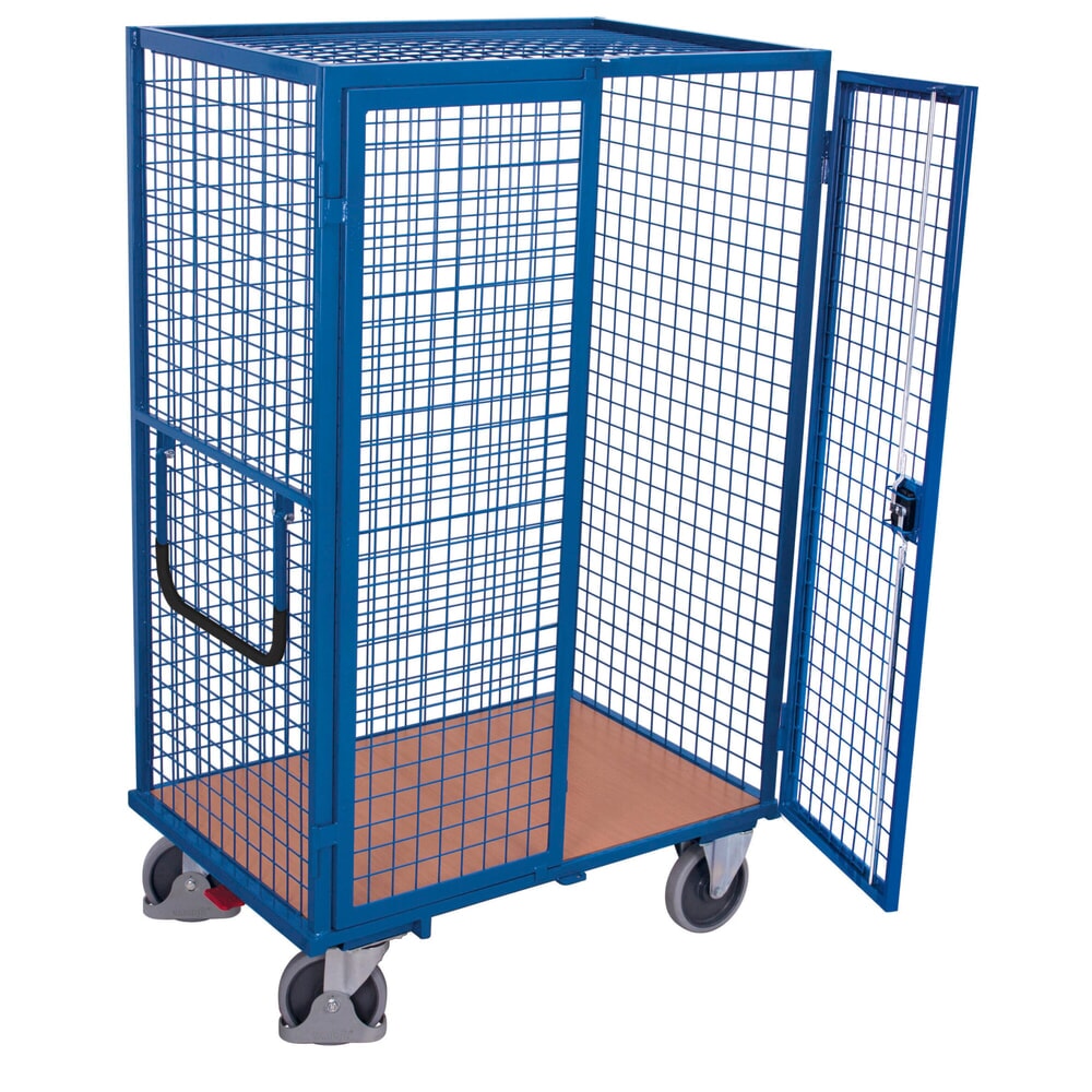 Produktabbildung Nr. 3: VARIOfit® Etagenwagen, abschließbare Doppelflügeltür, Drahtgitterwände, 1 Boden, HxBxT 1810 mm x 1115 mm x 730 mm, enzianblau
