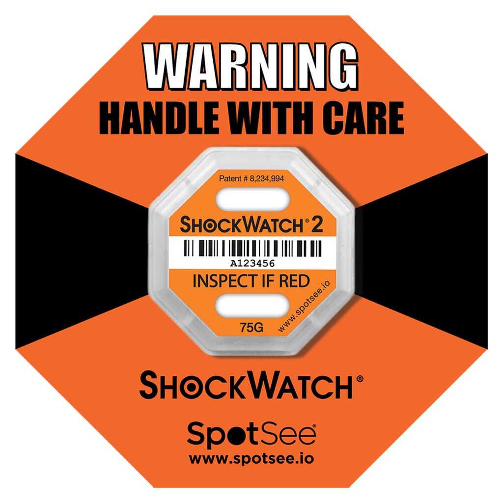 Produktabbildung: Shockwatch®2 Stoßindikator, für Transportgüter bis 14 Tonnen, orange, Empfindlichkeit 75 g
