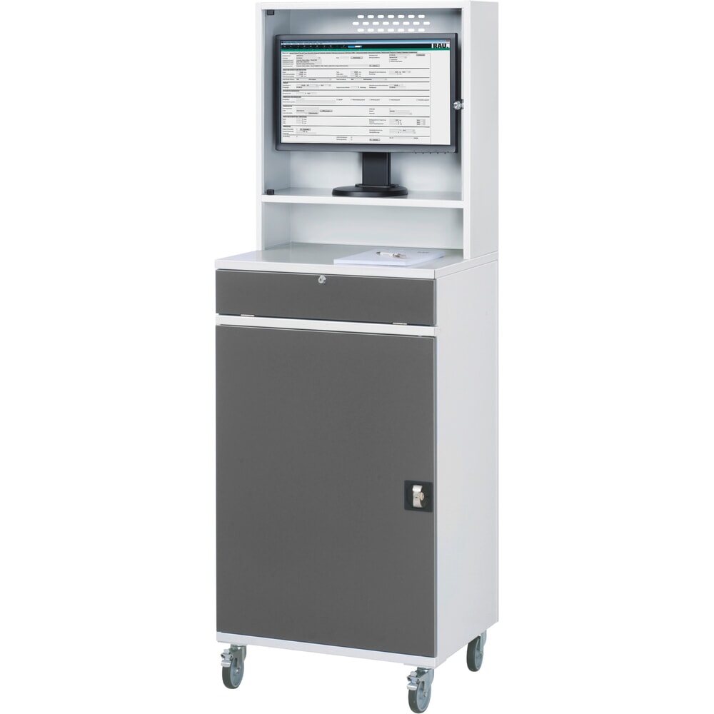 Produktabbildung Nr. 1: Steinbock® Computerschrank Selection, verfahrbar, HxBxT 1895 x 650 x 520 mm, anthrazitgrau