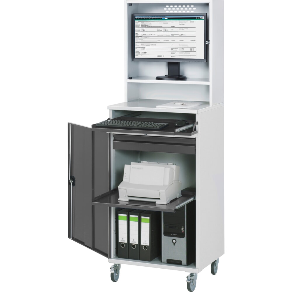 Produktabbildung Nr. 2: Steinbock® Computerschrank Selection, verfahrbar, HxBxT 1895 x 650 x 520 mm, anthrazitgrau