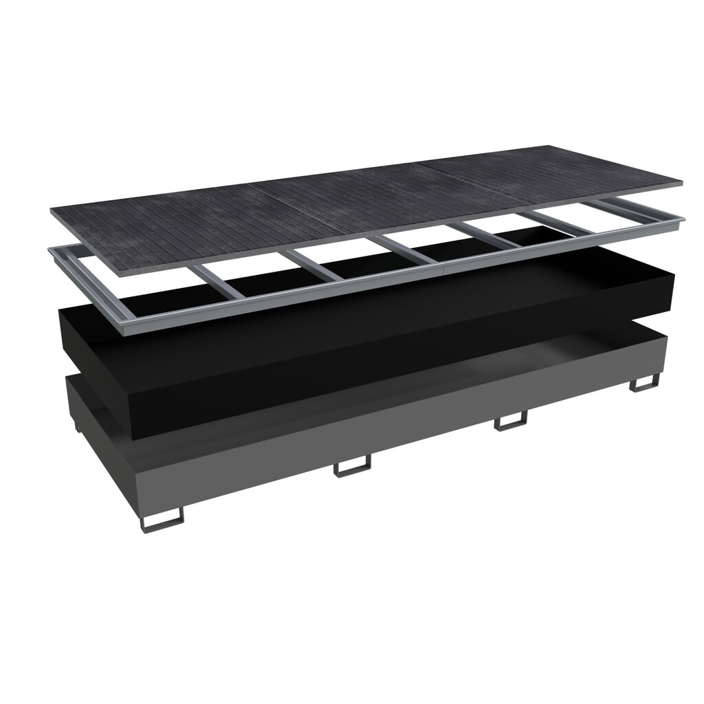 Bauer® Stahl-Auffangwanne RW-GR 3600-3 PE, lackiert, mausgrau Produktabbildung Nr. 2: Bauer® Stahl-Auffangwanne RW-GR 3600-3 PE, lackiert, mausgrau