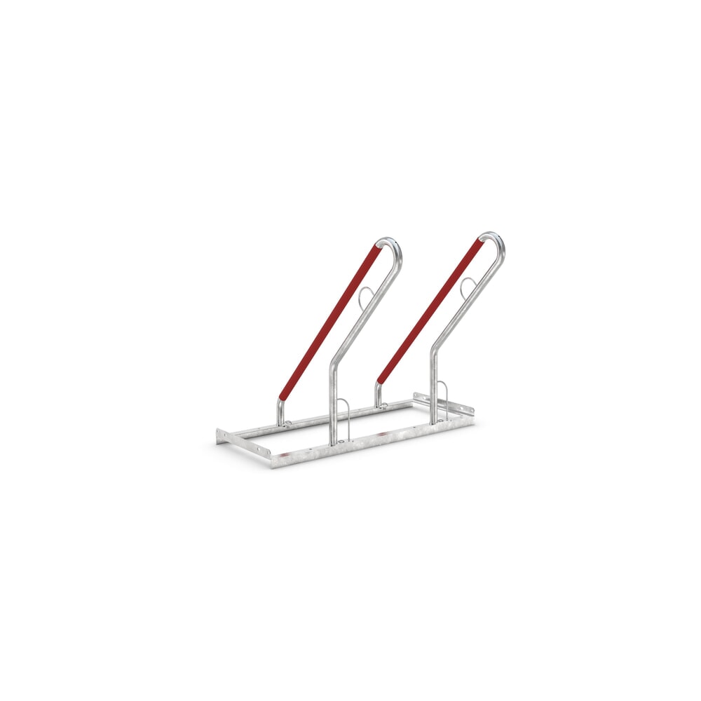 Produktabbildung: wsm® Anlehnparker 0500 XBF, zum Aufdübeln, feuerverzinkt, 1-seitige Radeinstellung, 2 Stellplätze, Radabstand 500 mm
