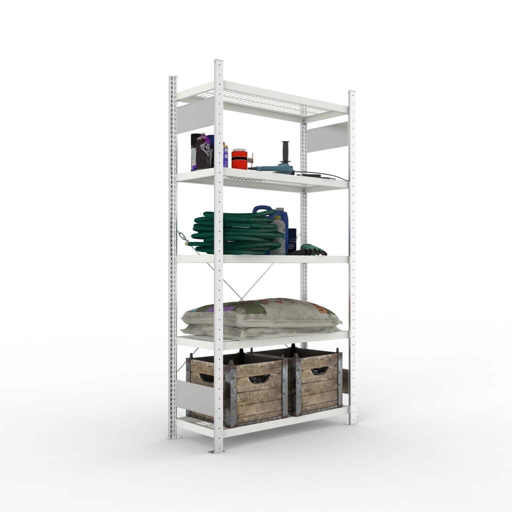 META Fachbodenregal CLIP S3 Grundfeld, Fachlast 150 kg, 5 Drahtgitterböden, verzinkt, HxBxT 2000 mm x 1000 mm x 400 mm Produktabbildung: META Fachbodenregal CLIP S3 Grundfeld, Fachlast 150 kg, 5 Drahtgitterböden, verzinkt, HxBxT 2000 mm x 1000 mm x 400 mm