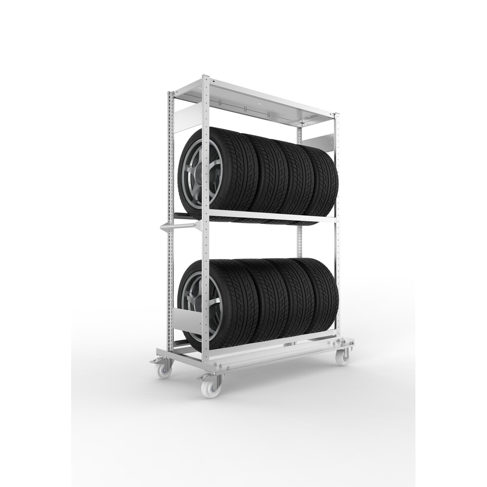 Produktabbildung: META Reifenwagen CLIP, 2 Lagerebenen, verzinkt, HxBxT 1850 mm x 1300 mm x 400 mm