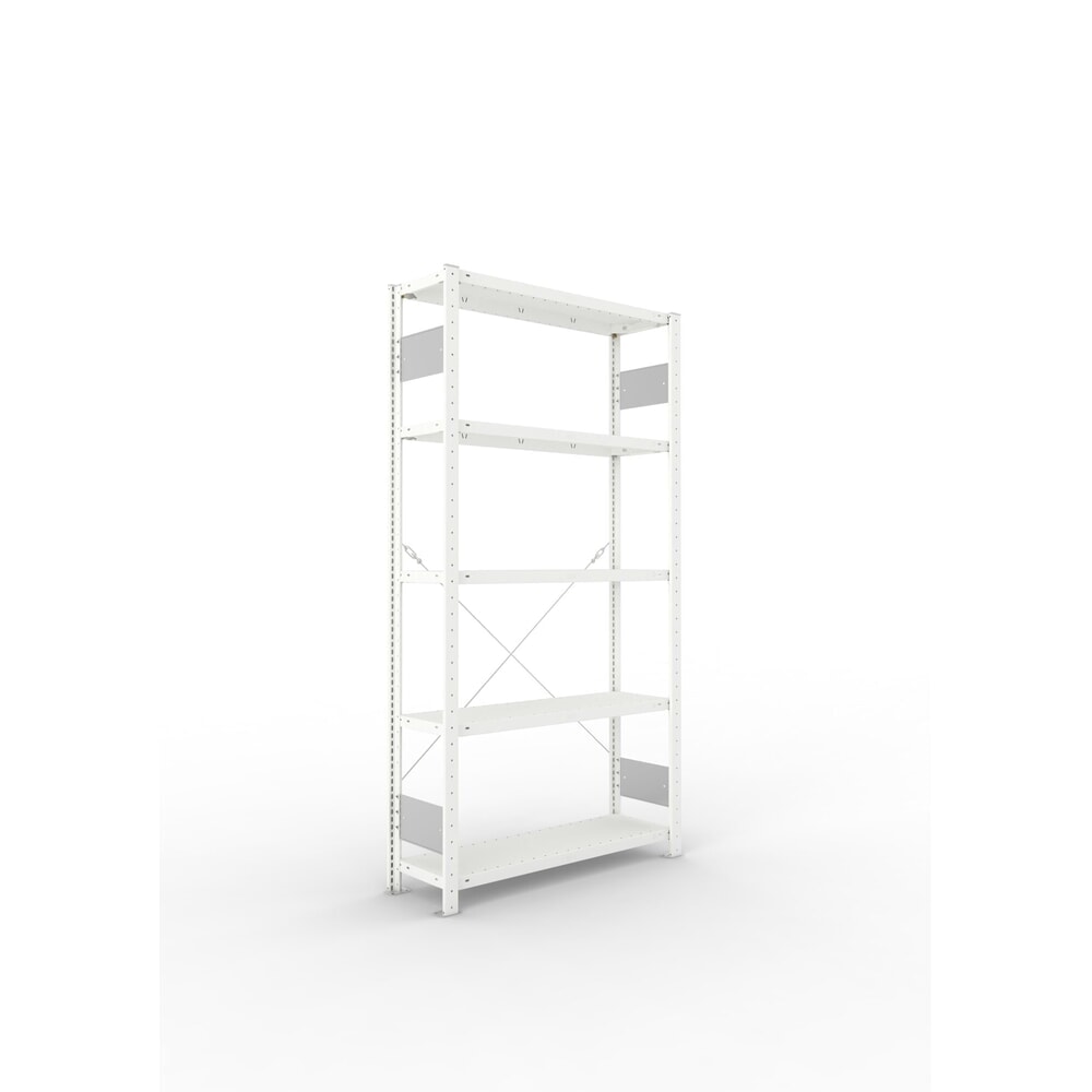 Produktabbildung: META Fachbodenregal CLIP S3 Grundfeld, Fachlast 150 kg, zerlegter Rahmen, 5 Fachböden, lichtgrau, HxBxT 2000 mm x 1000 mm x 300 mm