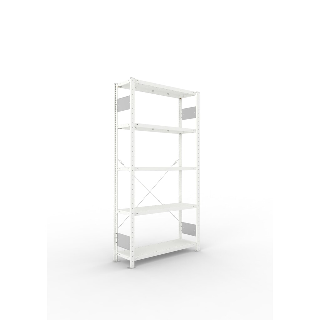 META Fachbodenregal CLIP S3 Grundfeld, Fachlast 150 kg, zerlegter Rahmen, 5 Fachböden, lichtgrau, HxBxT 2000 mm x 1000 mm x 300 mm Produktabbildung: META Fachbodenregal CLIP S3 Grundfeld, Fachlast 150 kg, zerlegter Rahmen, 5 Fachböden, lichtgrau, HxBxT 2000 mm x 1000 mm x 300 mm