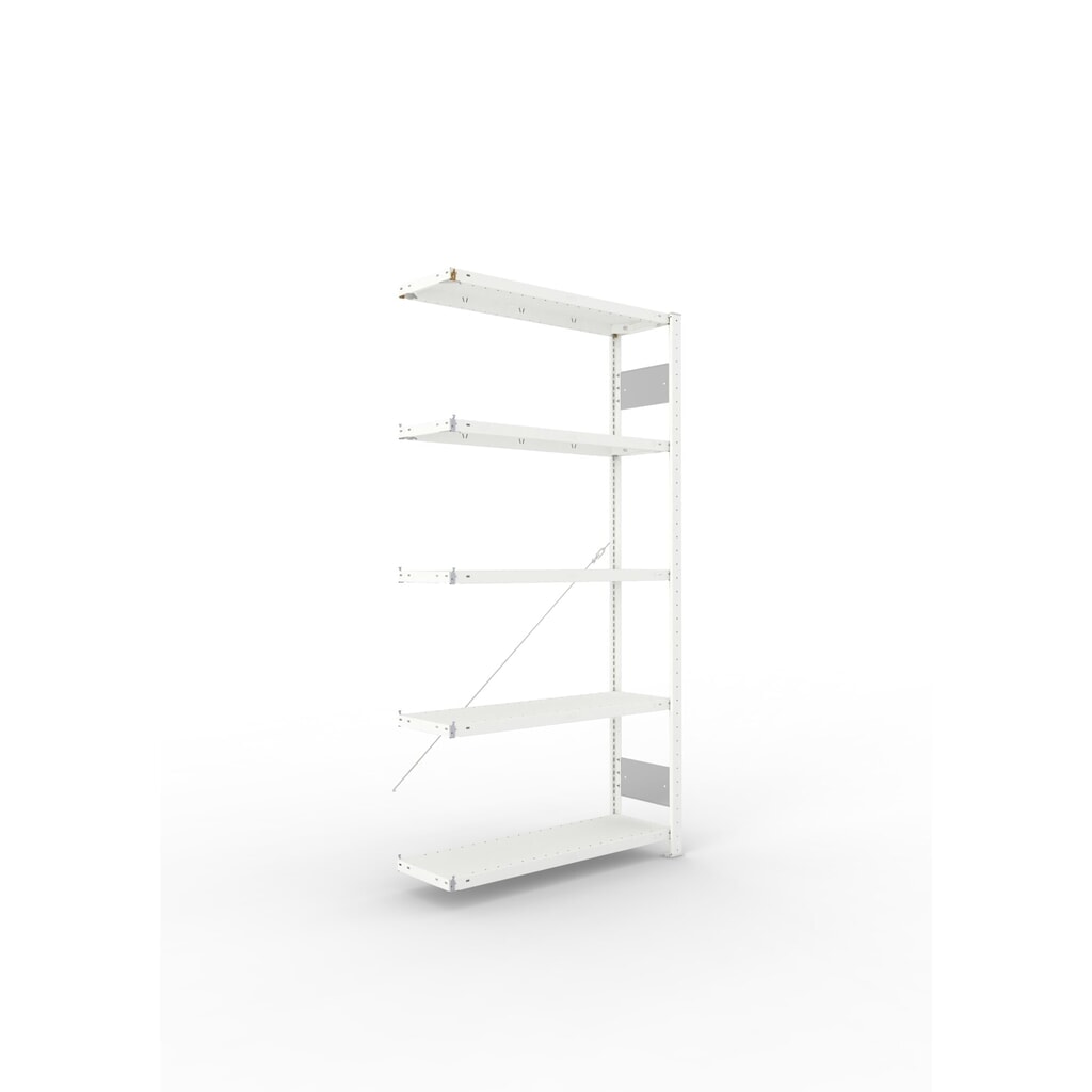 Produktabbildung: META Fachbodenregal CLIP S3 Anbaufeld, Fachlast 150 kg, zerlegter Rahmen, 5 Fachböden, lichtgrau, HxBxT 2000 mm x 1000 mm x 300 mm