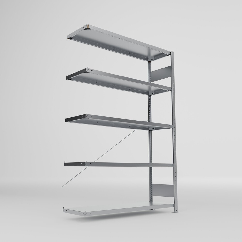 Produktabbildung Nr. 2: META Fachbodenregal CLIP S3 Anbaufeld, Fachlast 150 kg, zerlegter Rahmen, 5 Fachböden, verzinkt, HxBxT 2000 mm x 1300 mm x 400 mm