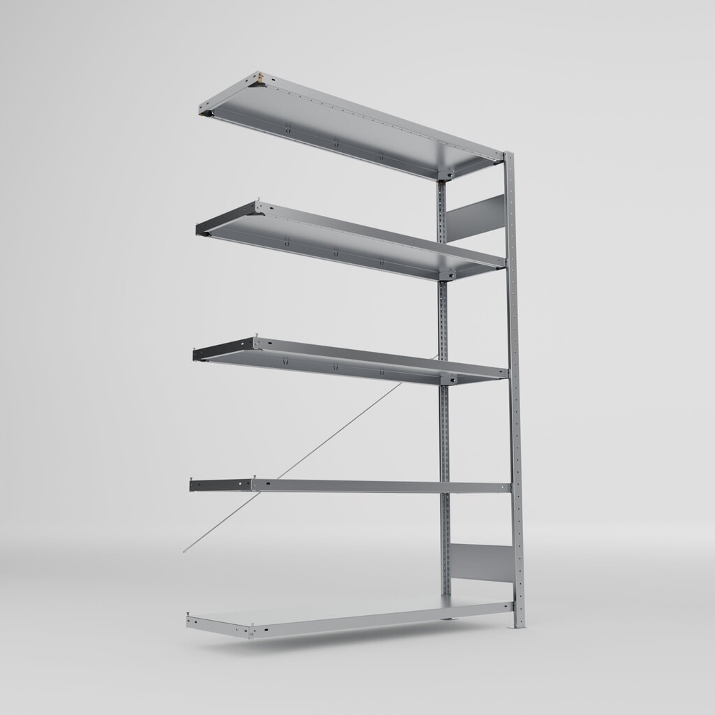 Produktabbildung Nr. 2: META Fachbodenregal CLIP S3 Anbaufeld, Fachlast 150 kg, zerlegter Rahmen, 5 Fachböden, verzinkt, HxBxT 2000 mm x 1300 mm x 400 mm