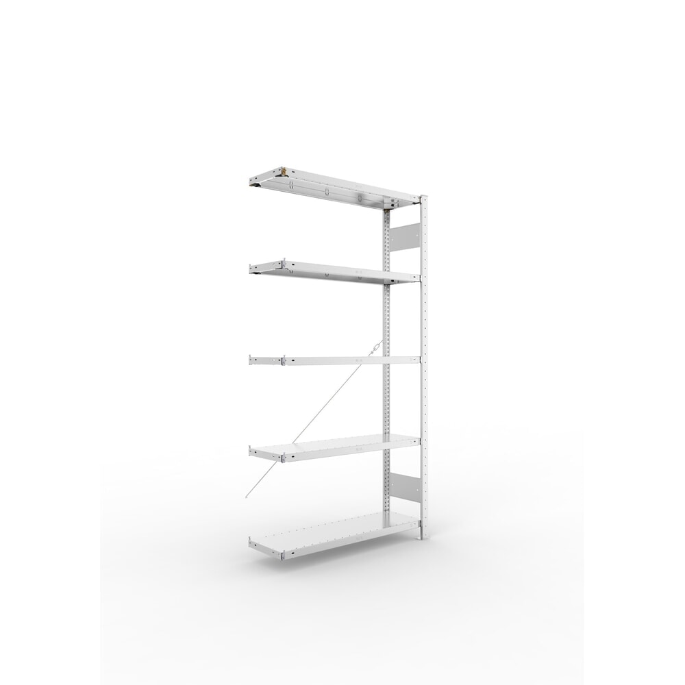 Produktabbildung Nr. 1: META Fachbodenregal CLIP S3 Anbaufeld, Fachlast 150 kg, vorgefertigter Rahmen, 5 Fachböden, verzinkt, HxBxT 2000 mm x 1000 mm x 300 mm