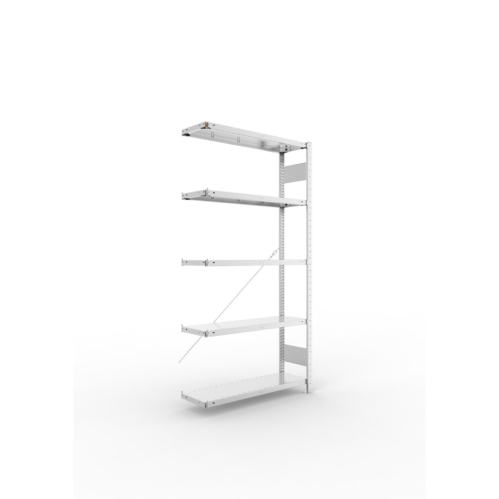 META Fachbodenregal CLIP S3 Anbaufeld, Fachlast 150 kg, vorgefertigter Rahmen, 5 Fachböden, verzinkt, HxBxT 2000 mm x 1000 mm x 300 mm Produktabbildung: META Fachbodenregal CLIP S3 Anbaufeld, Fachlast 150 kg, vorgefertigter Rahmen, 5 Fachböden, verzinkt, HxBxT 2000 mm x 1000 mm x 300 mm