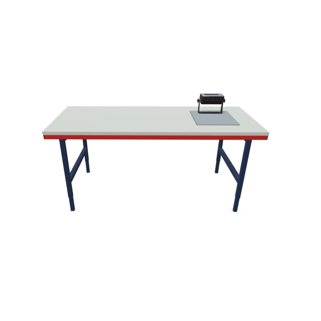 Produktabbildung Nr. 1: Rocholz Manuell höhenverstellbarer Packtisch SYSTEM 2000 mit Waage bis 60 kg, nicht eichfähig, HxBxT 690-960 x 2.000 x 920 mm