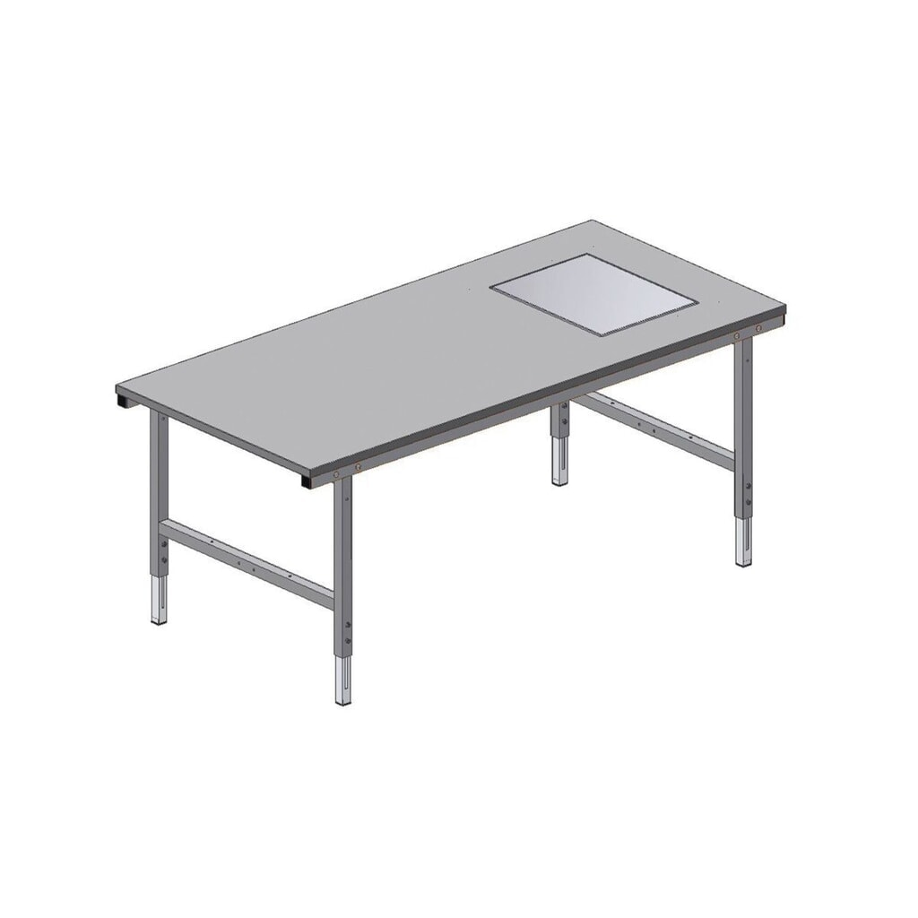 Produktabbildung Nr. 8: Rocholz Manuell höhenverstellbarer Packtisch SYSTEM 2000 mit Waage bis 60 kg, nicht eichfähig, HxBxT 690-960 x 2.000 x 920 mm