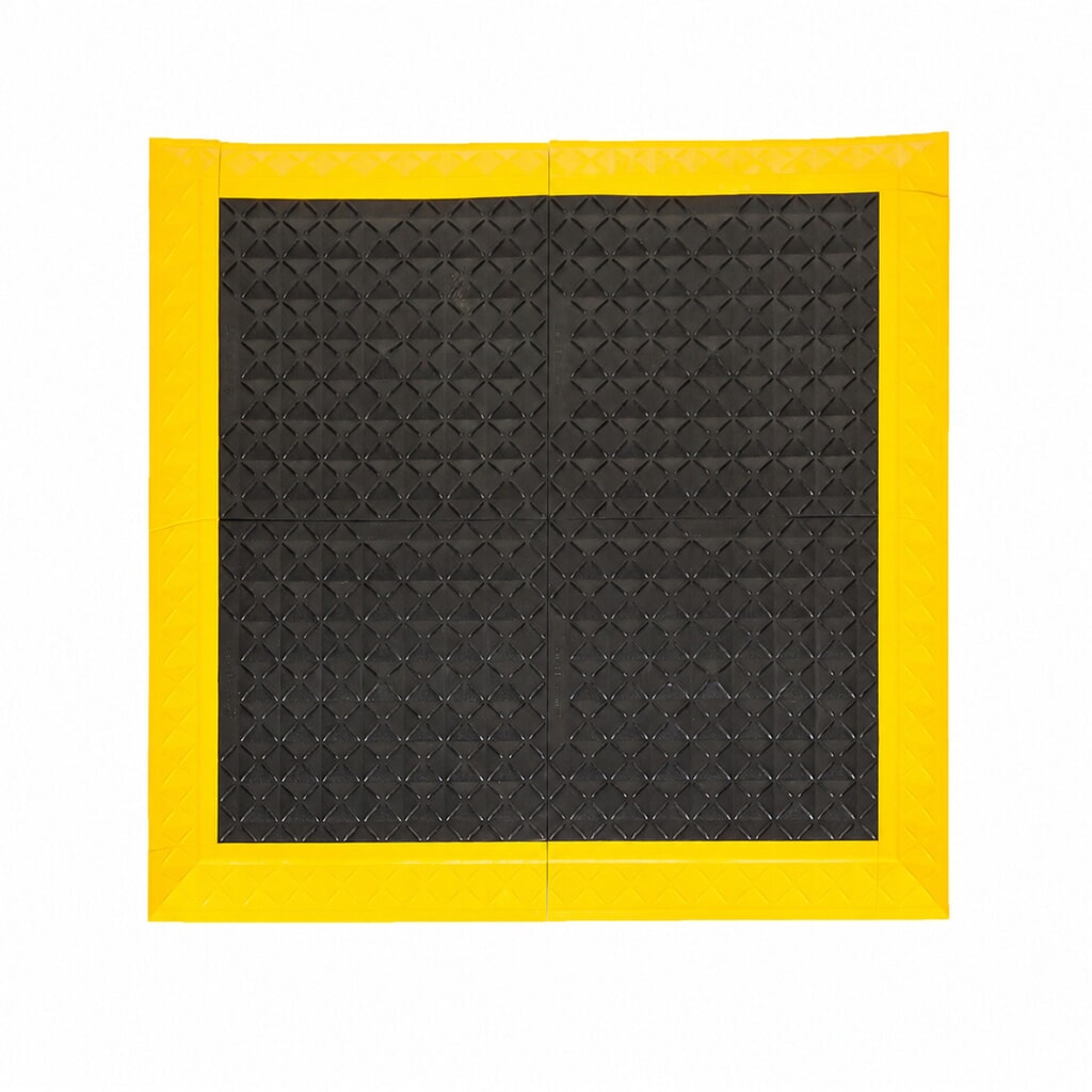 Produktabbildung Nr. 2: REBOURNE® Industriematte H8, antimikrobiell, Arbeitsplatz-Set mit 4 Randleisten, gelb, BxL 1120 mm x 1120 mm