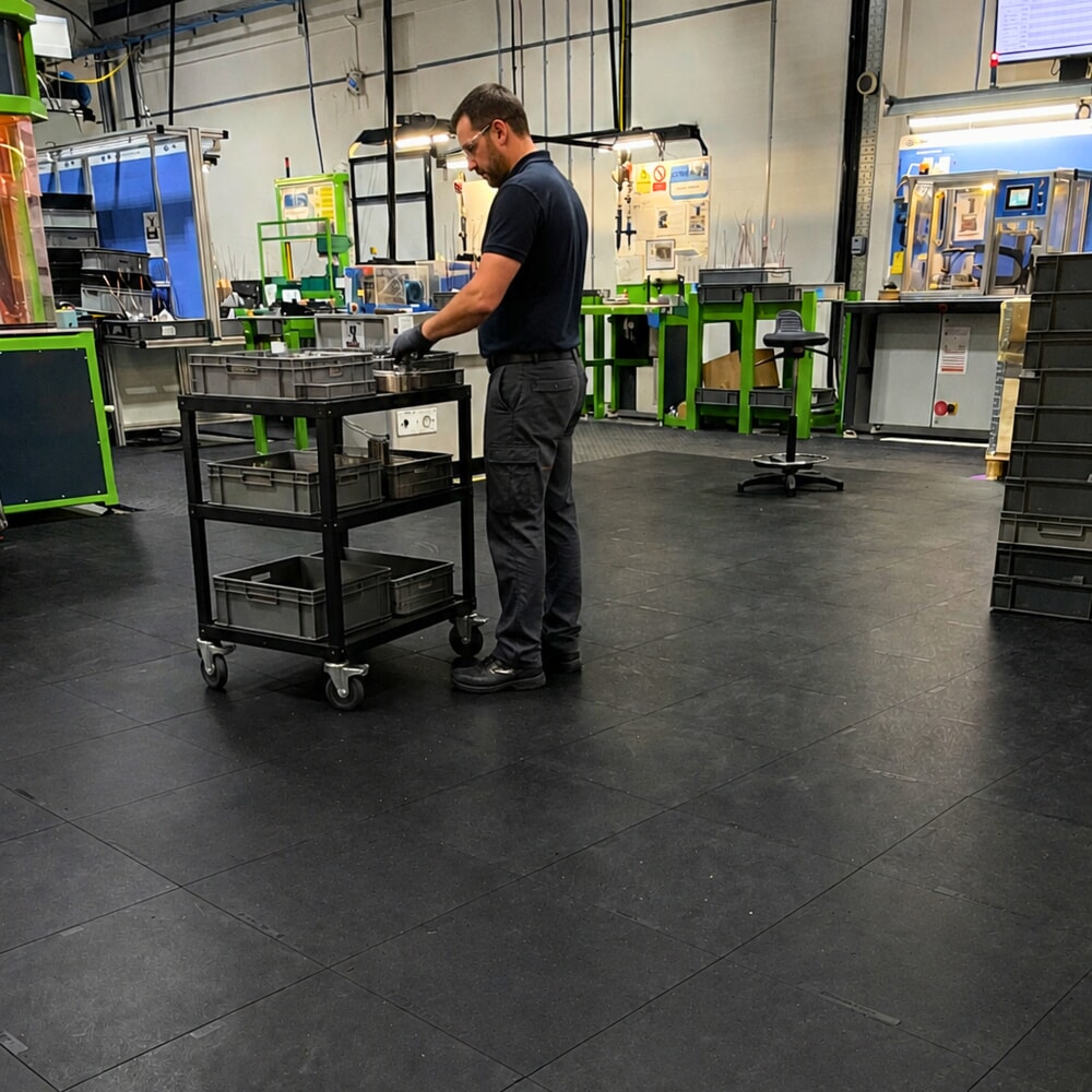 Produktabbildung: REBOURNE® Anti-Ermüdungsmatte H6, glatte Oberfläche, modulare Kachel, BxL 460 mm x 460 mm