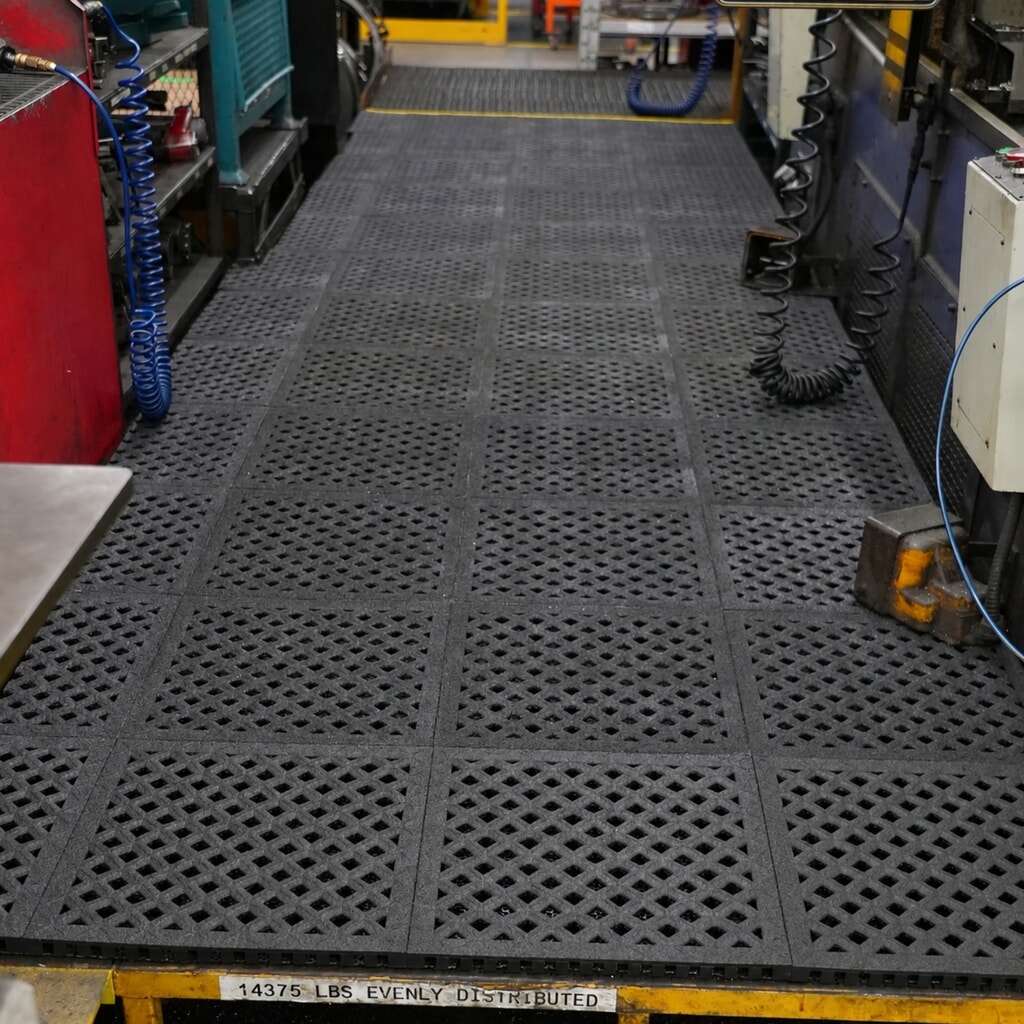 Produktabbildung Nr. 2: REBOURNE® Anti-Ermüdungsmatte H4, Antirutsch, gelochte Oberfläche, modulare Kachel, BxL 460 mm x 460 mm