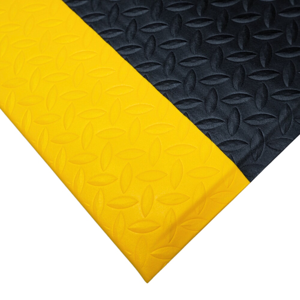 Produktabbildung: REBOURNE® Anti-Ermüdungsmatte W2, für Standzeit bis 8 Stunden, Raute, schwarz/gelb, BxL 600 mm x 910 mm