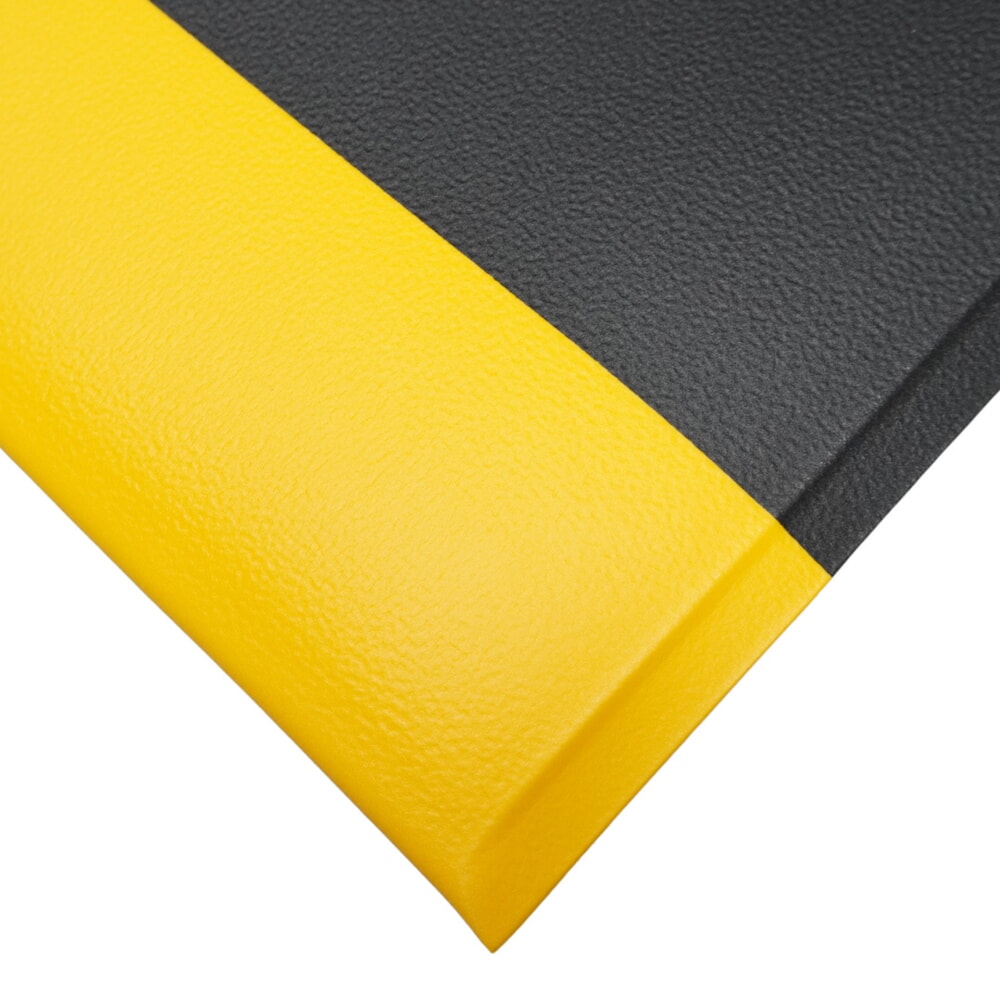 Produktabbildung: REBOURNE® Anti-Ermüdungsmatte W1, für Standzeit bis 3 Stunden, Elefantenhaut, schwarz/gelb, BxL 910 mm x 1200 mm