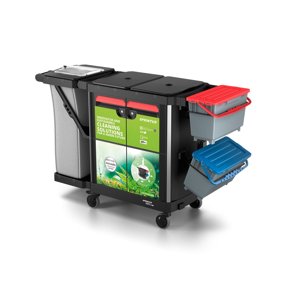 Produktabbildung Nr. 13: SPRiNTUS Reinigungswagen VARIX ZERO Compact ODP, 3 x 7-l-Eimer, 2 x 15-l-Eimer, 1 x Regalboden, 1 x 10-l-Schublade