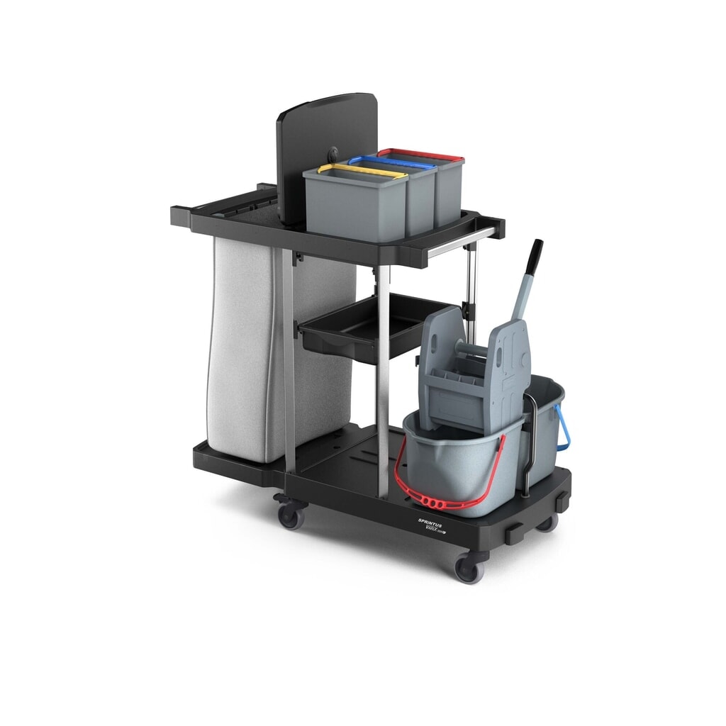 SPRiNTUS Reinigungswagen VARIX ZERO Compact ODP, 3 x 7-l-Eimer, 2 x 15-l-Eimer, 1 x Regalboden, 1 x 10-l-Schublade Produktabbildung: SPRiNTUS Reinigungswagen VARIX ZERO Compact ODP, 3 x 7-l-Eimer, 2 x 15-l-Eimer, 1 x Regalboden, 1 x 10-l-Schublade