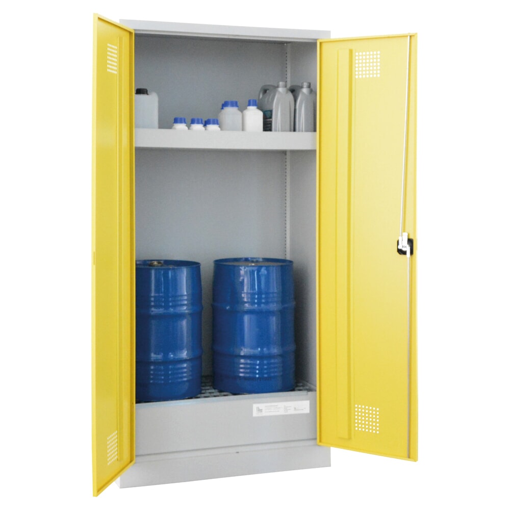 Produktabbildung Nr. 3: LaCont Umweltschrank UWS-2FASS, für 2 x 60-Liter-Fass, StawaR-Auffangwanne, 2 Flügeltüren aus Stahlblech