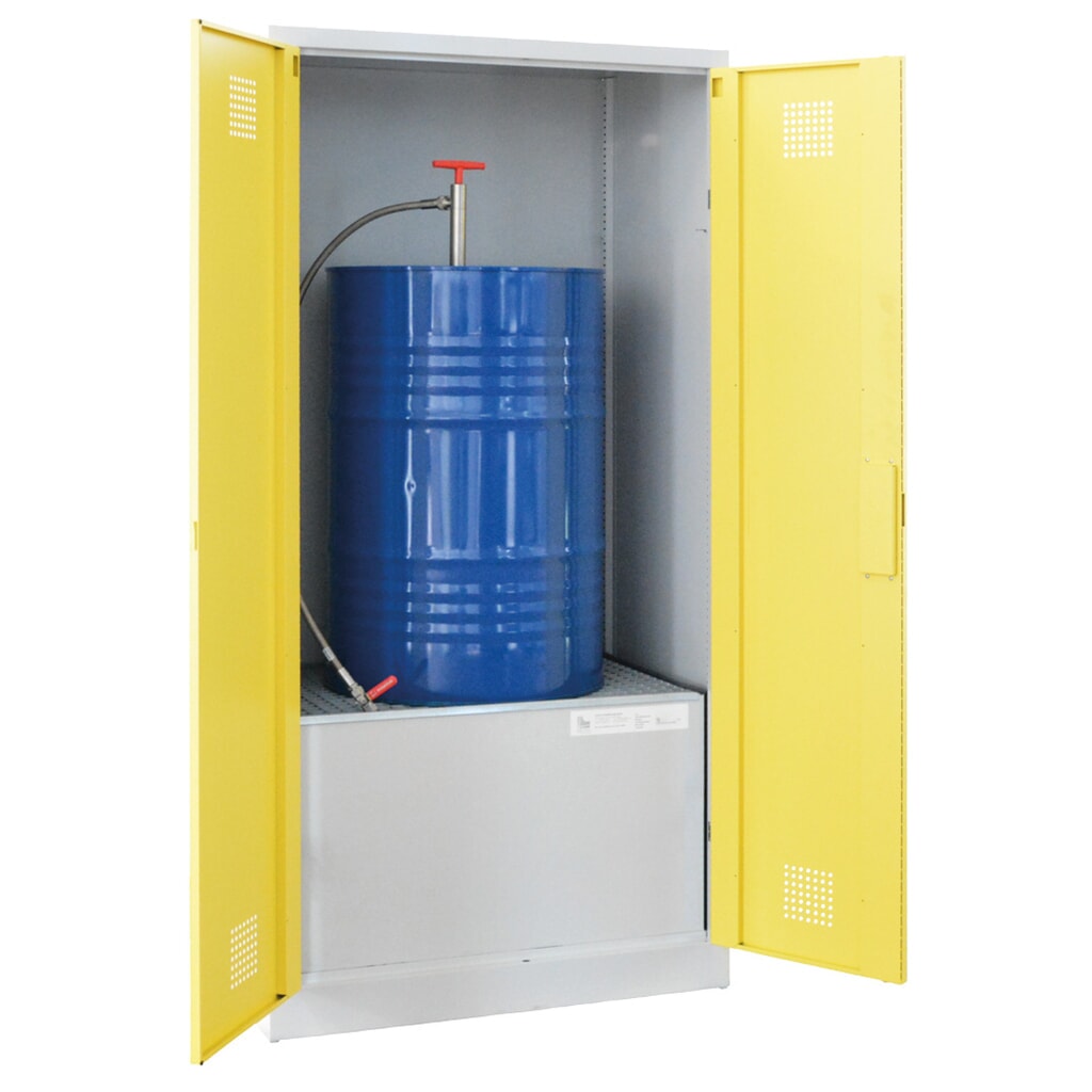 Produktabbildung: LaCont Umweltschrank UWS 200 P, für 1 x 200-Liter-Fass, StawaR-Auffangwanne, HxBxT 1950 mm x 950 mm x 645 mm,