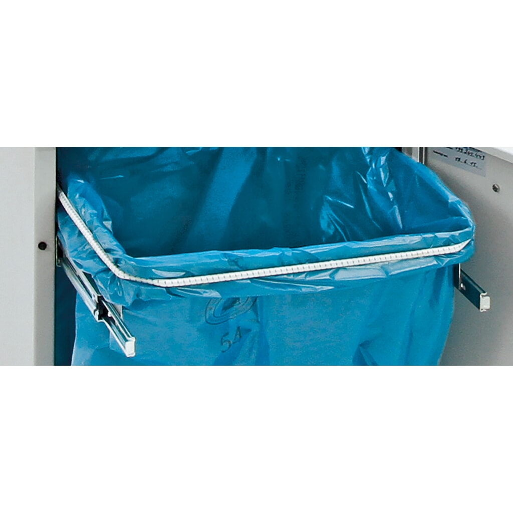 stumpf® Wertstoffsammler mit Fußpedal, inkl. Abfallsackhalter, Stahlblech, verzinkt, 45 Liter, lichtgrau Produktabbildung Nr. 4: stumpf® Wertstoffsammler mit Fußpedal, inkl. Abfallsackhalter, Stahlblech, verzinkt, 45 Liter, lichtgrau