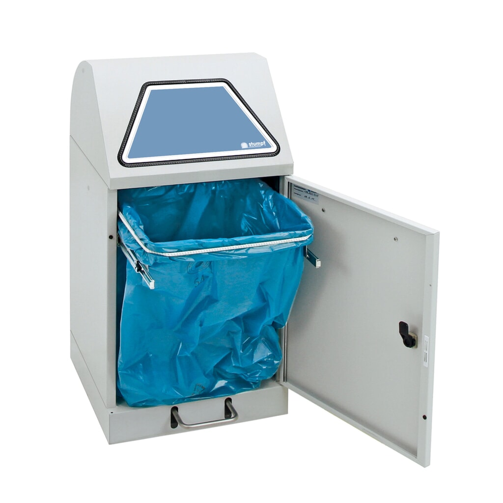stumpf® Wertstoffsammler mit Fußpedal, inkl. Abfallsackhalter, Stahlblech, verzinkt, 45 Liter, lichtgrau Produktabbildung Nr. 10: stumpf® Wertstoffsammler mit Fußpedal, inkl. Abfallsackhalter, Stahlblech, verzinkt, 45 Liter, lichtgrau
