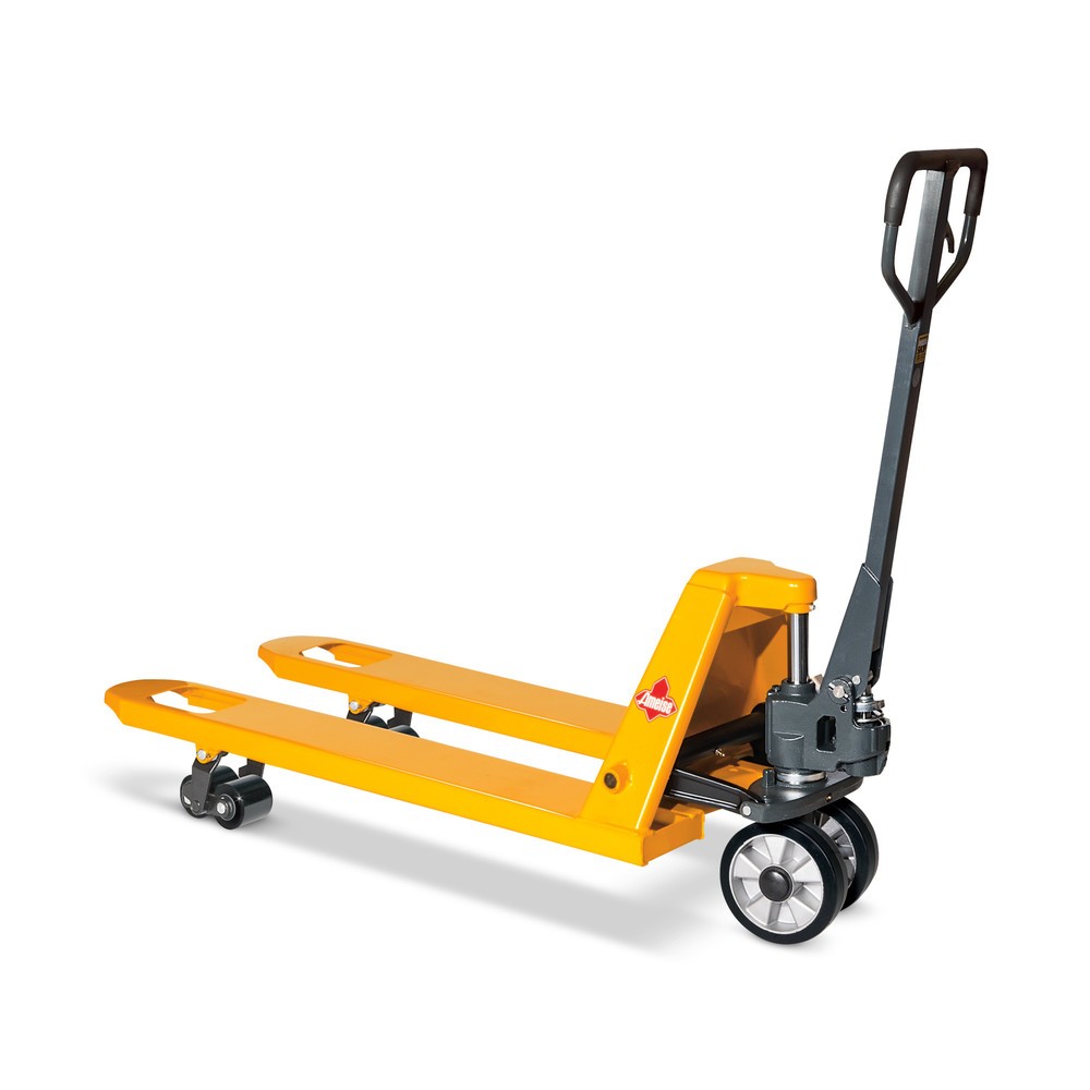 Produktabbildung: B-Ware Handhubwagen Ameise®, TK 2.500 kg, GL 1.150 mm, Polyurethan, Tandemrollen, RAL 1028 melonengelb