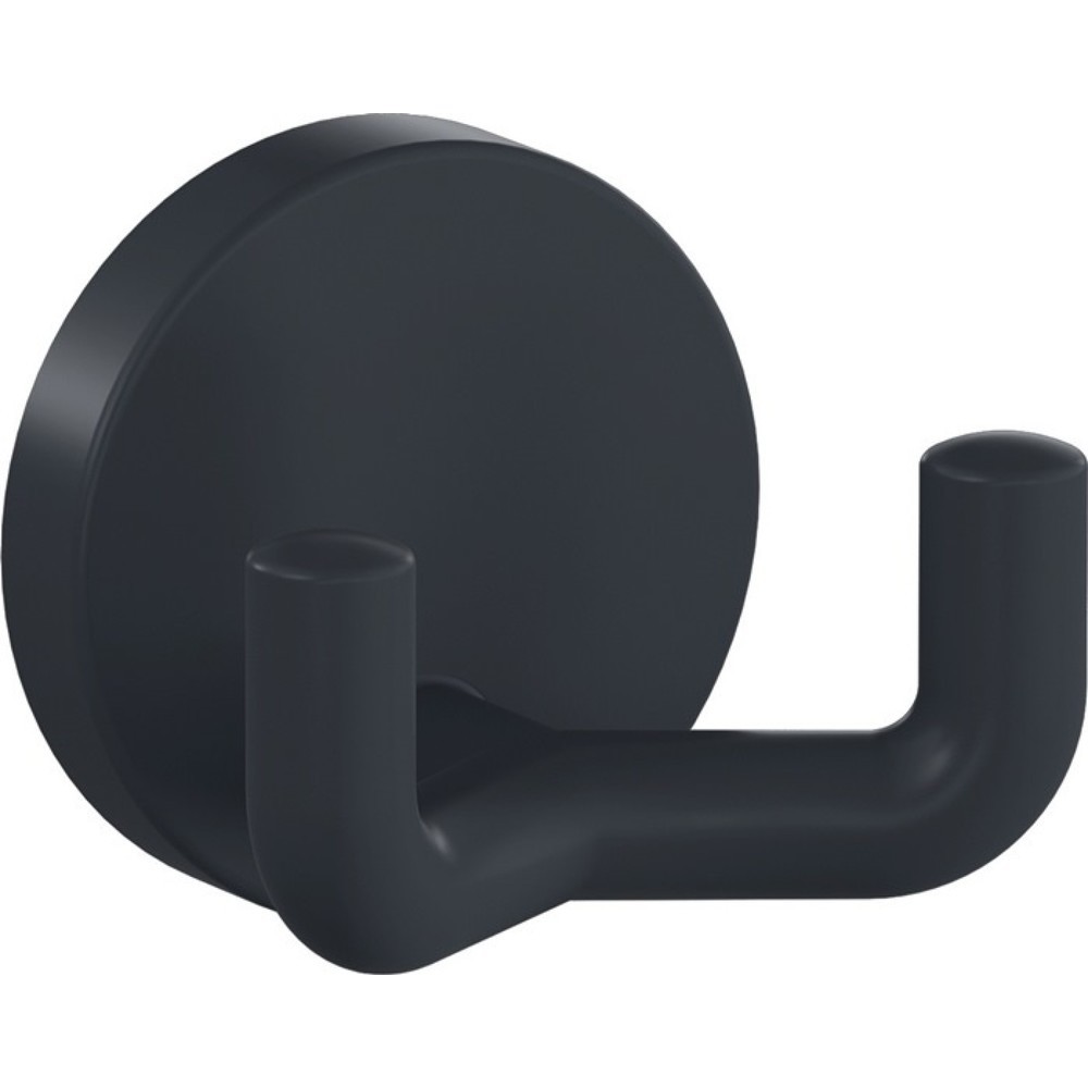 Produktabbildung: HEWI Doppelhaken 477.90B025, Polyamid 92 anthrazitgrau matt, doppelt Ausladung 43,5 mm, Ø 50 mm
