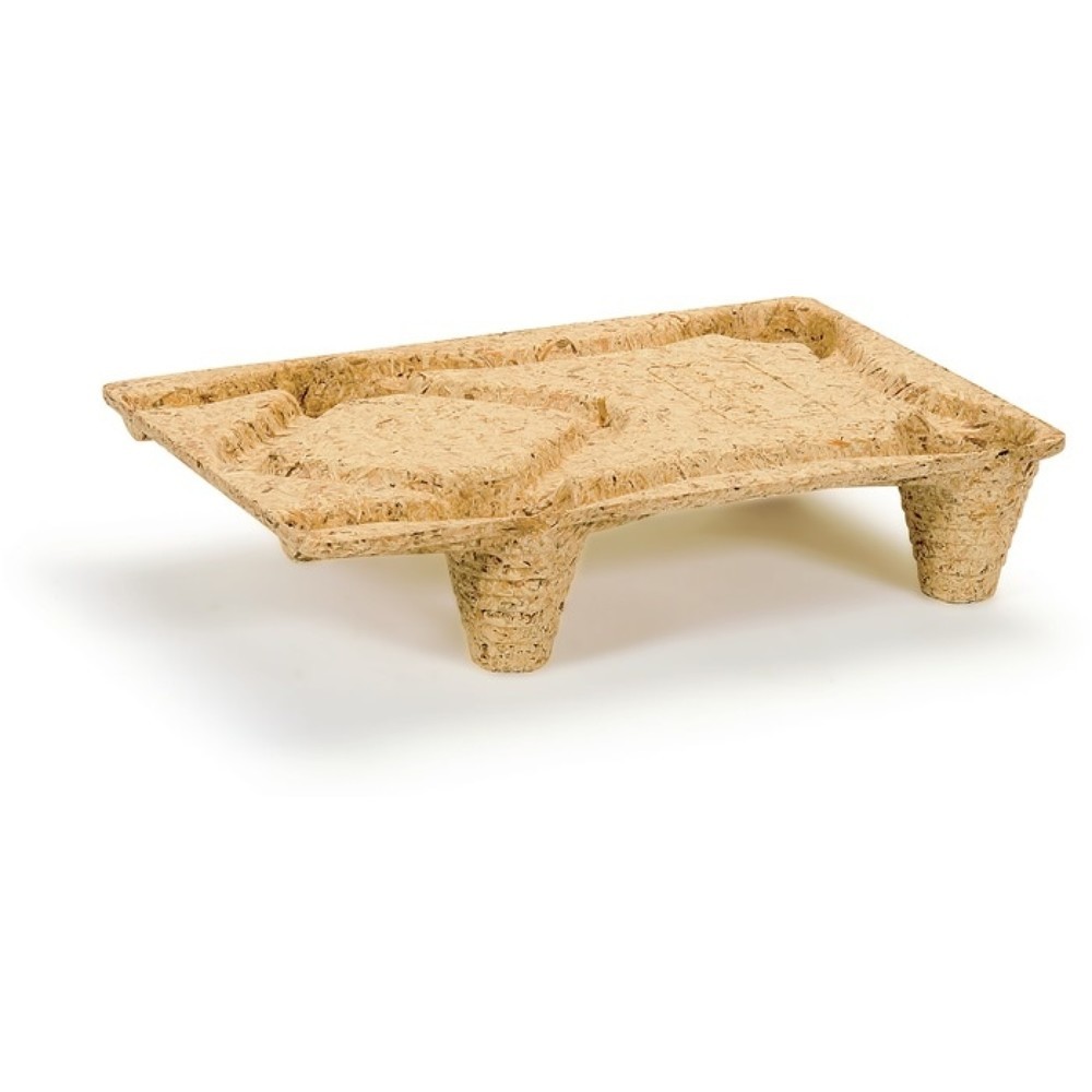 Produktabbildung: Einwegpalette, Tragfähigkeit 250 kg 4 Füße, L600xB400xH120 mm, Pressholz natur