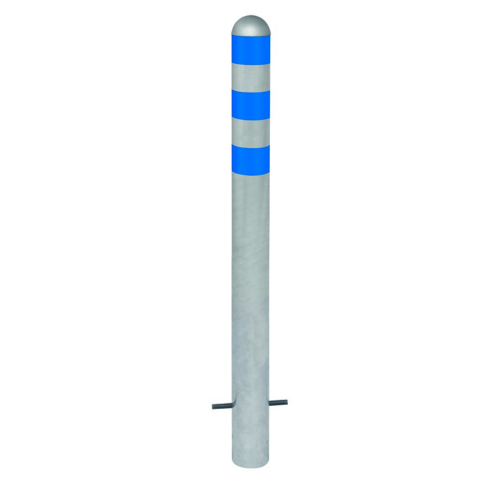 Zdjęcie produktu nr 1: Słupek ochronny do stacji ładujących I, Ø 108 mm, wysokość 1200 mm, do osadzania w betonie, stal owym, niebieskim pierścieniu odblaskowym