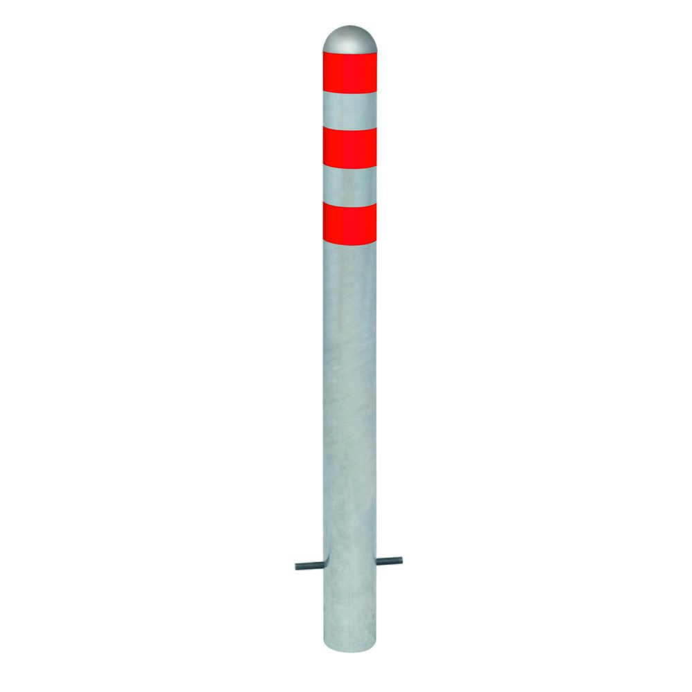 Zdjęcie produktu nr 1: Słupek ochronny do stacji ładujących I, Ø 108 mm, wysokość 1200 mm, do osadzania w betonie, stal owym, czerwonym pierścieniu odblaskowym
