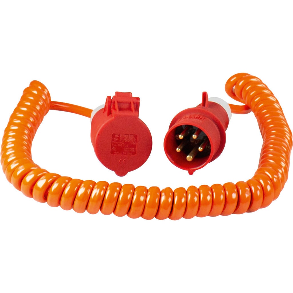 as-Schwabe CEE Baustellen-Spiralkabel 5m, orange