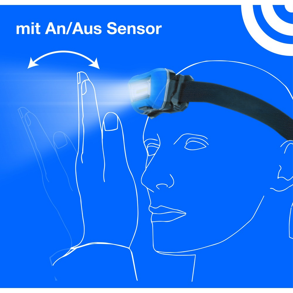 Produktabbildung Nr. 2: COB-LED-Akku-Stirnlampe mit Sensor „HD200“