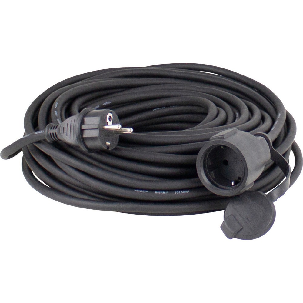 Produktabbildung: Gummi-Verlängerungsleitung 10m, schwarz, H07RN-F 3G2,5