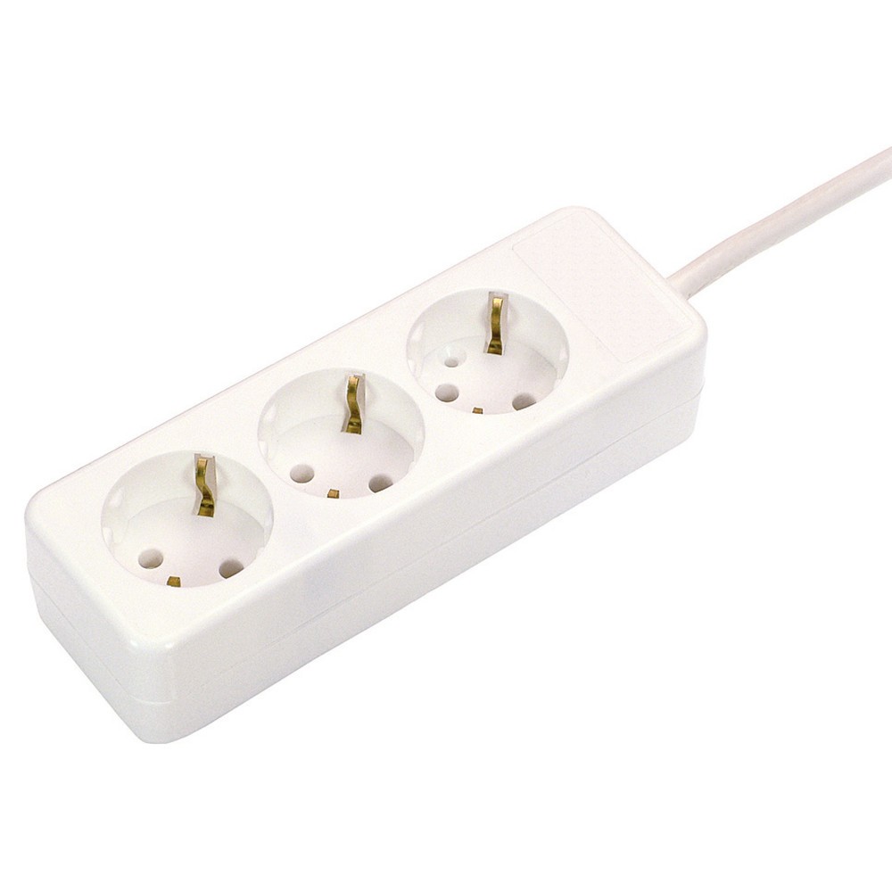 Produktabbildung: Steckdosenleiste 3-fach, 3m, weiß, Winkel-Schutzkontaktstecker