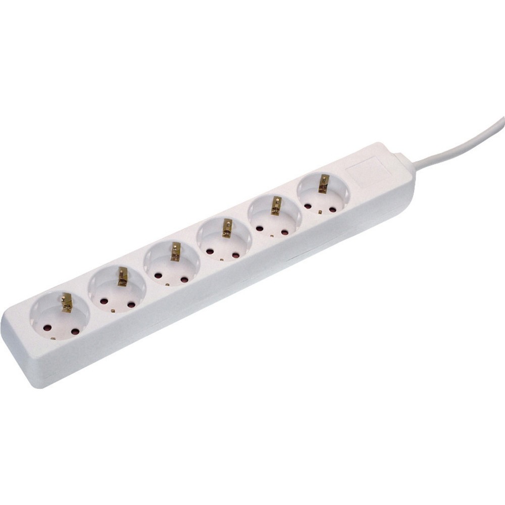 Produktabbildung: Steckdosenleiste 6-fach, 3m, schwarz mit Winkel-Schutzkontaktstecker, H05VV-F3G1,5