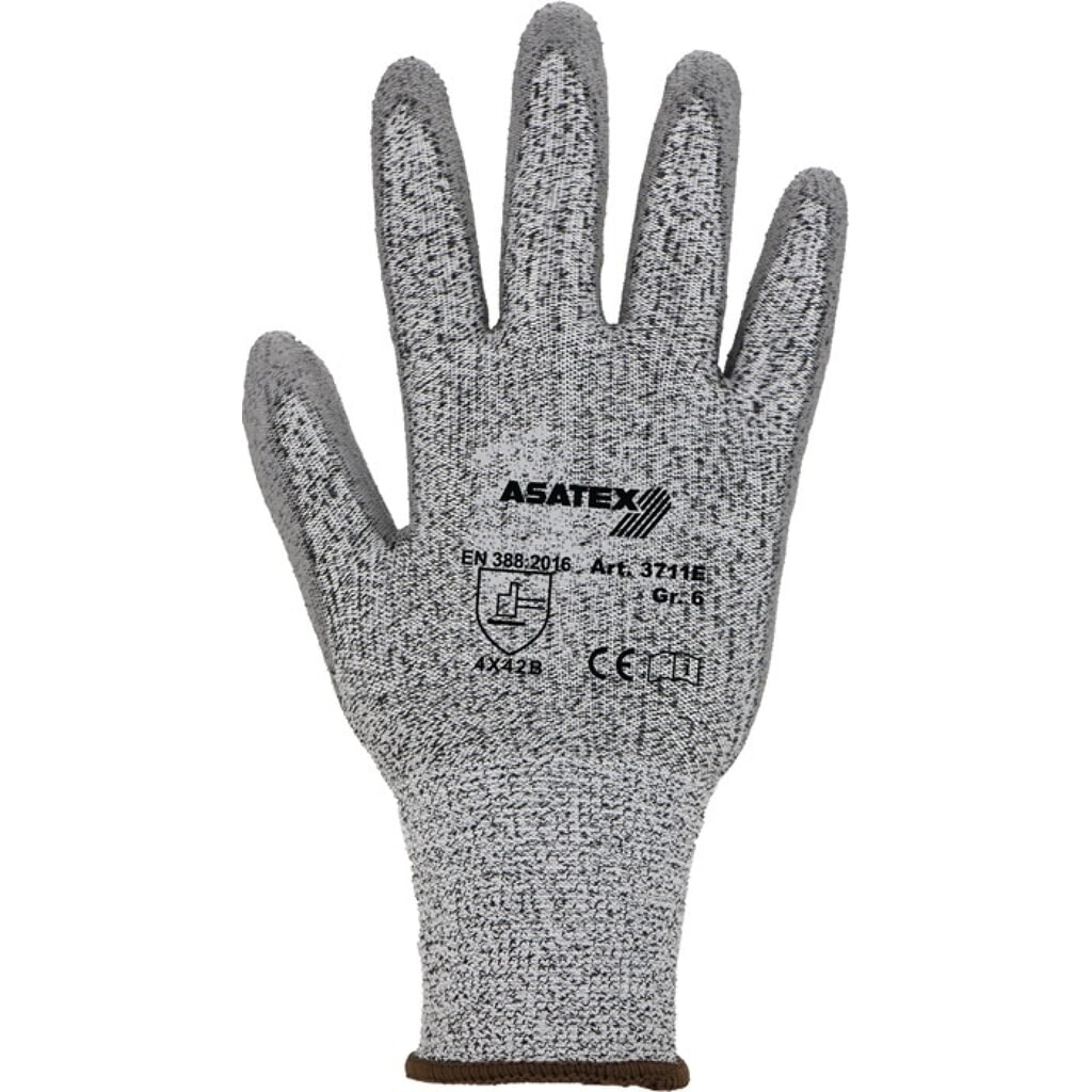 ASATEX Schnittschutzhandschuhe, grau/grau, EN 388 PSA-Kategorie II HDPE mit Polyurethan 10 Paar